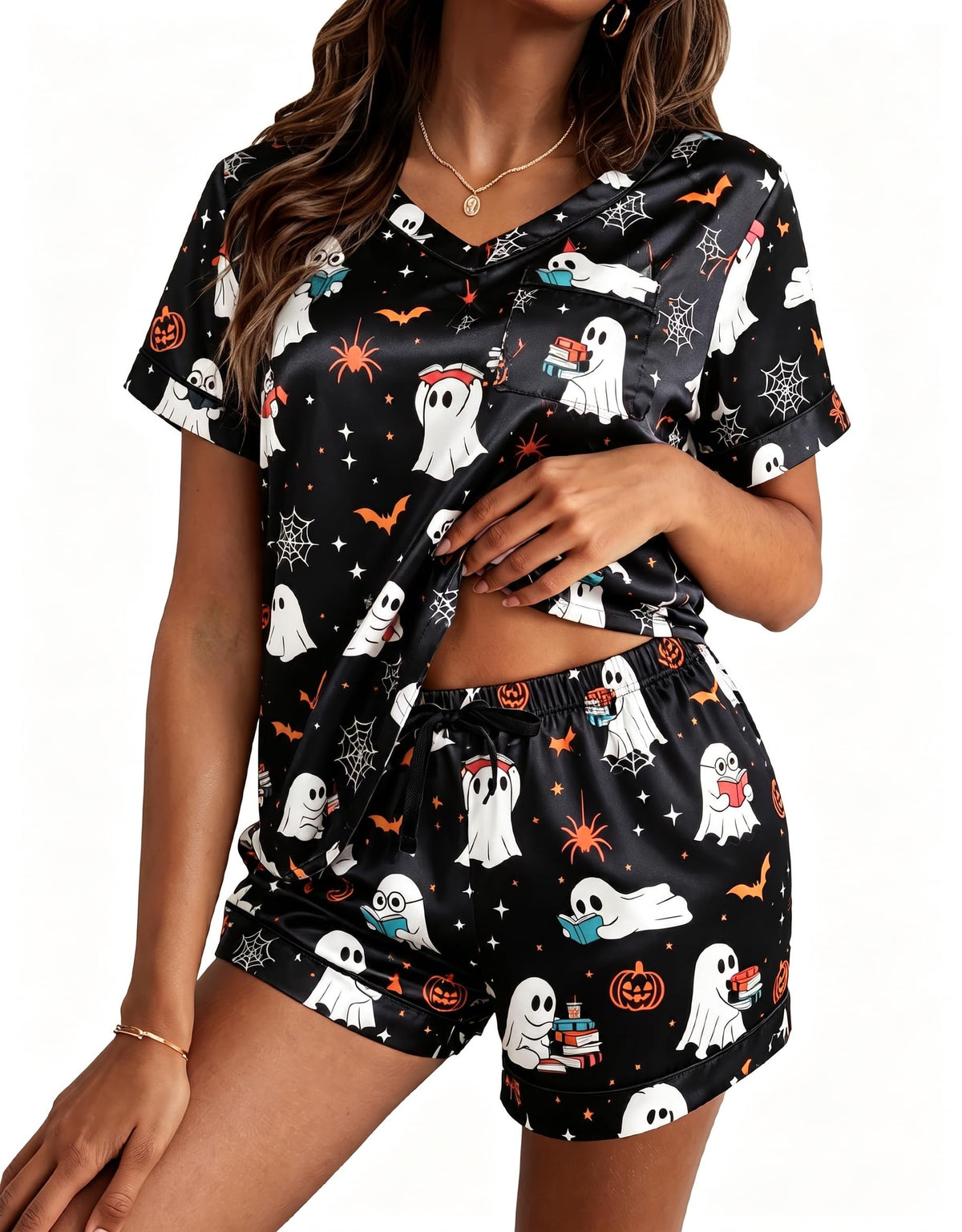 Ekouaer Silk Pajama for Women Short Sleeve Satin Pj Set Two Piece XS-XXL