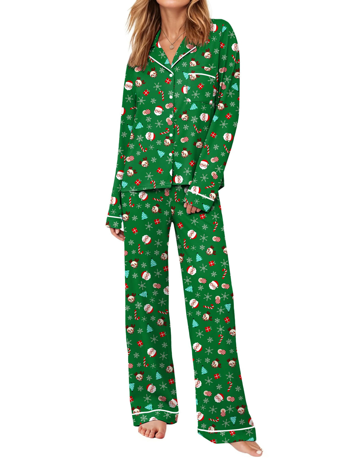 Ekouaer Womens Pajama Sets Long Sleeve Button Down Lounge Sets with Pockets