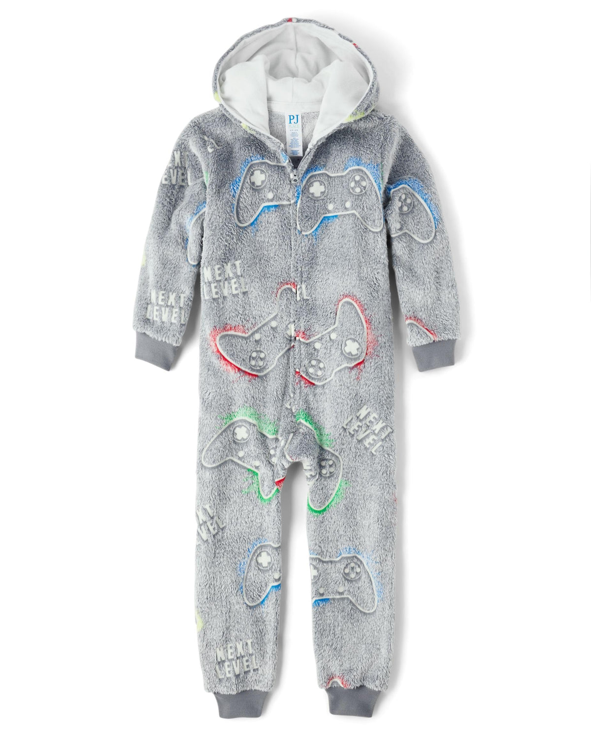 The Children's Place boys Long Sleeve Fleece Hooded Zip Front One Piece Pajamas