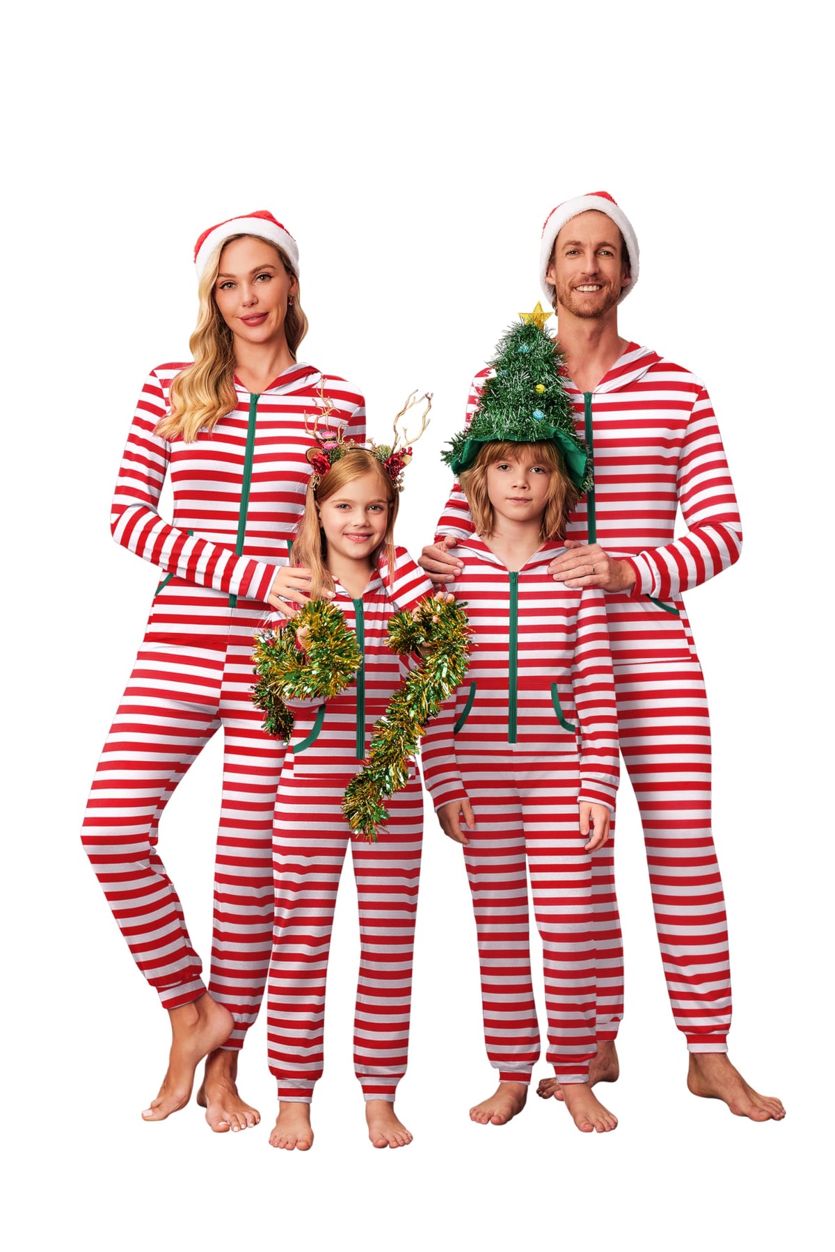 Ekouaer Family Christmas Onesie Pajamas Matching Sets Hooded One Piece Pjs