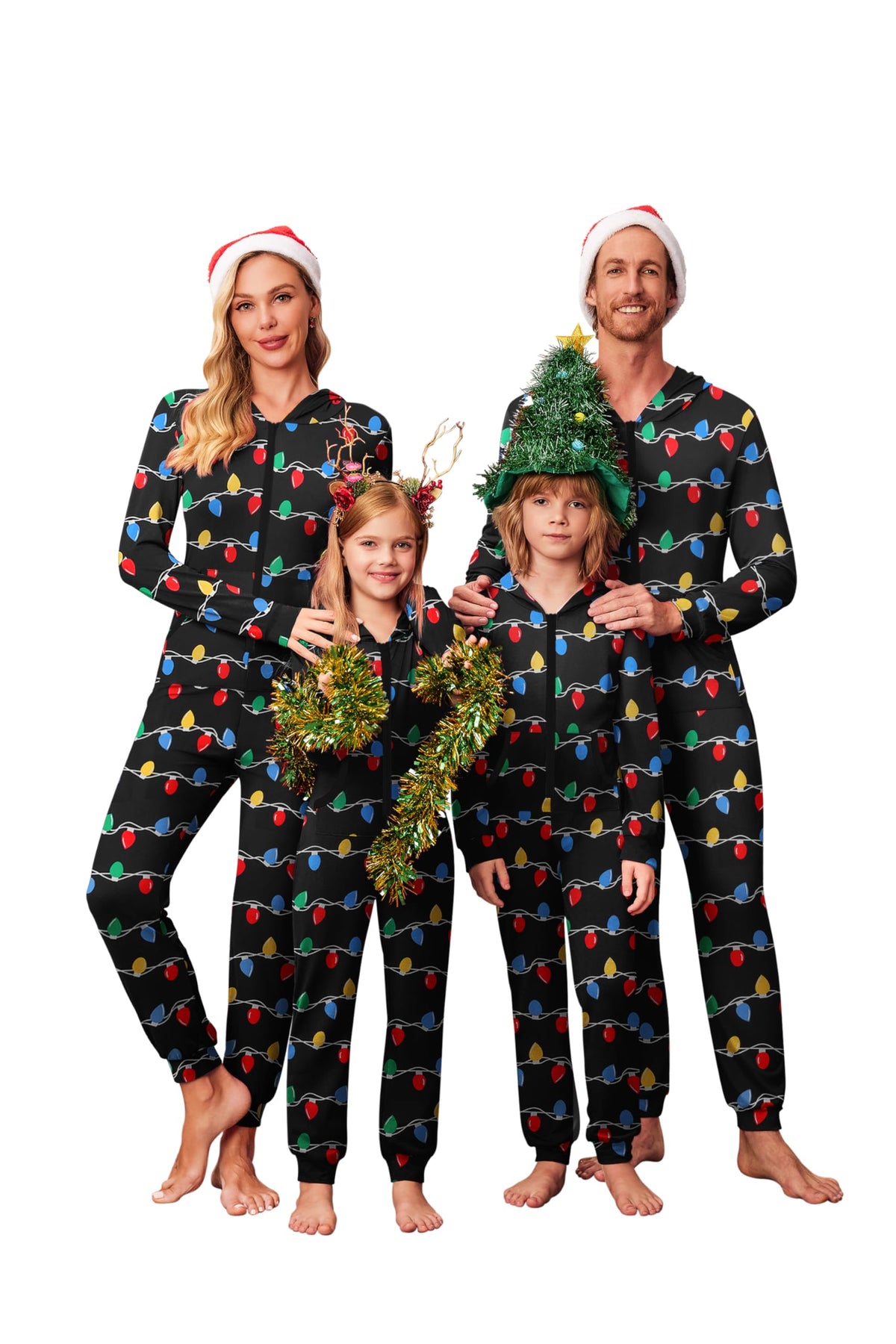 Ekouaer Family Christmas Onesie Pajamas Matching Sets Hooded One Piece Pjs