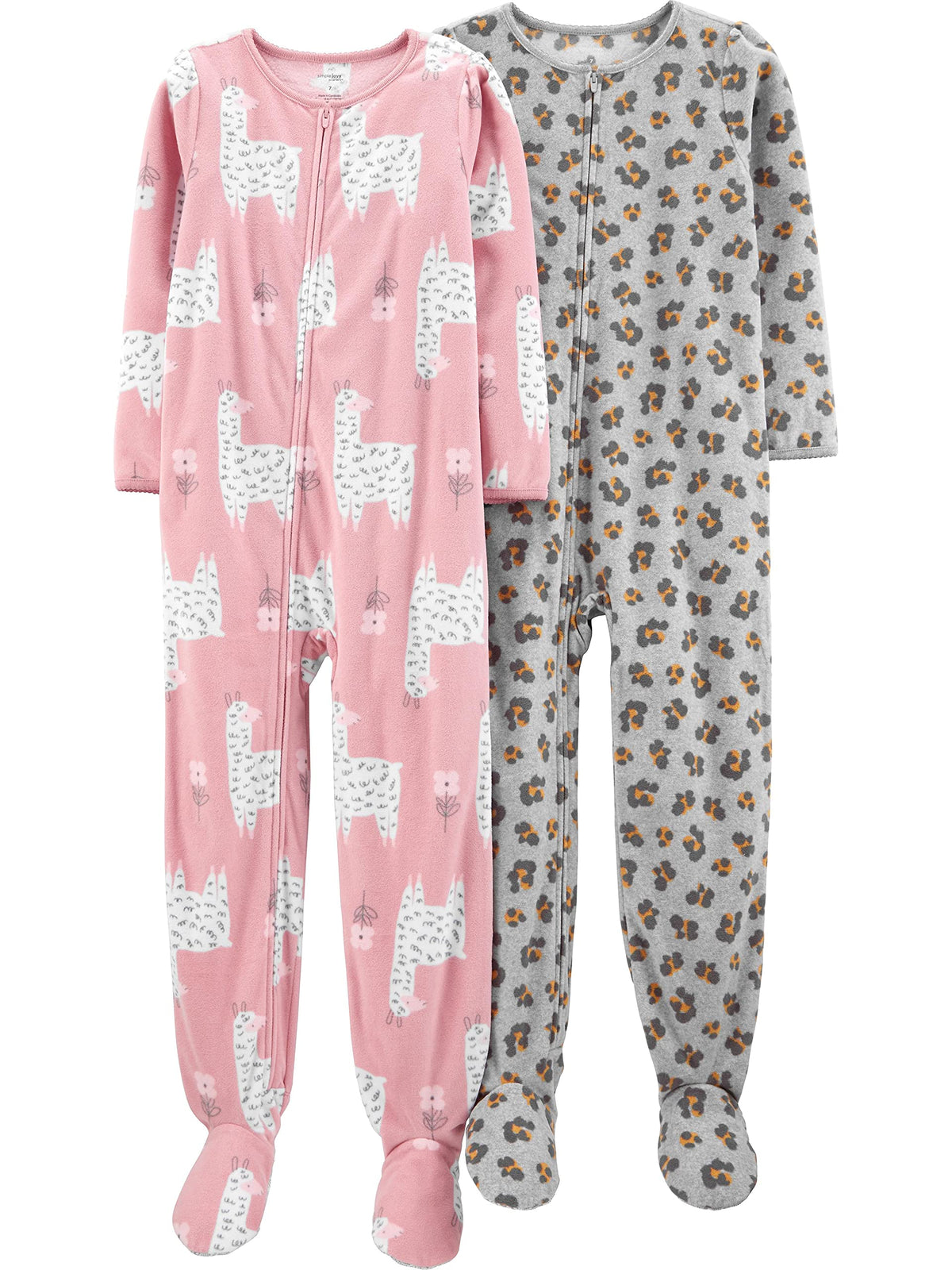 Simple Joys by Carter's Girls' 2-Pack Loose-fit Fleece Footed Pajamas
