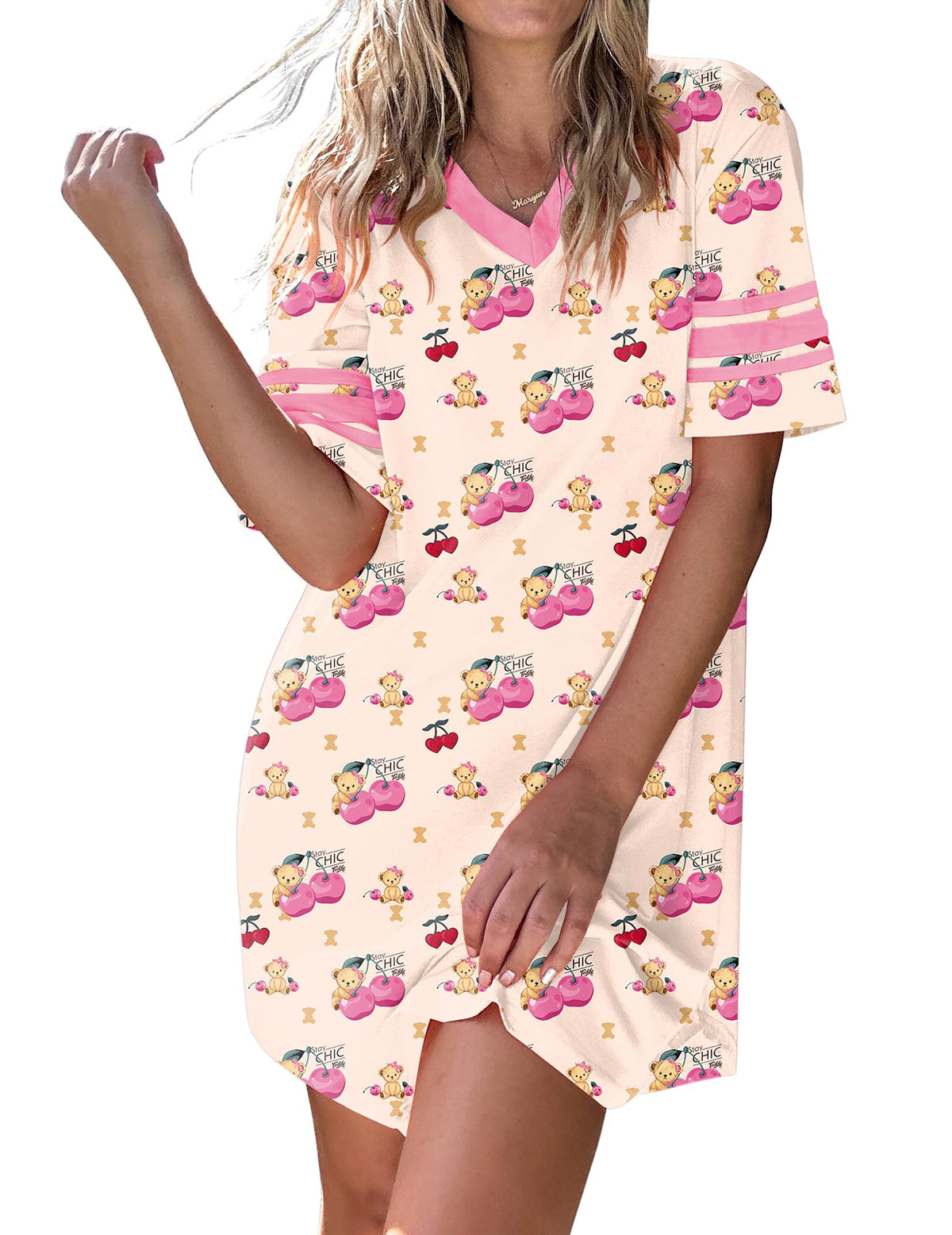 Ekouaer Nightgowns for Women Cotton Night Gowns Short Sleeve Sleepwear