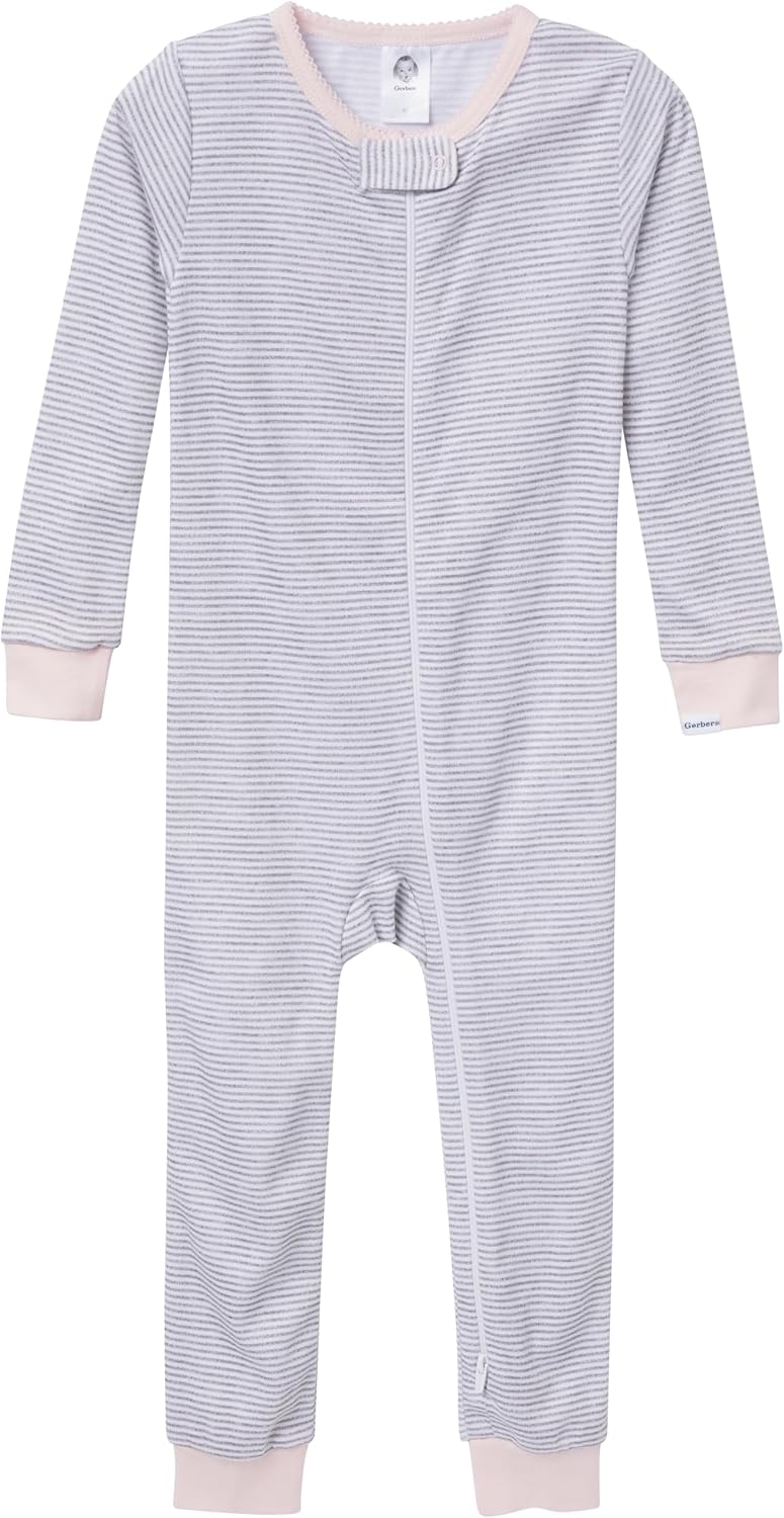 Gerber Baby Girls 3-Pack Snug Fit Footless One Piece Cotton Pajamas