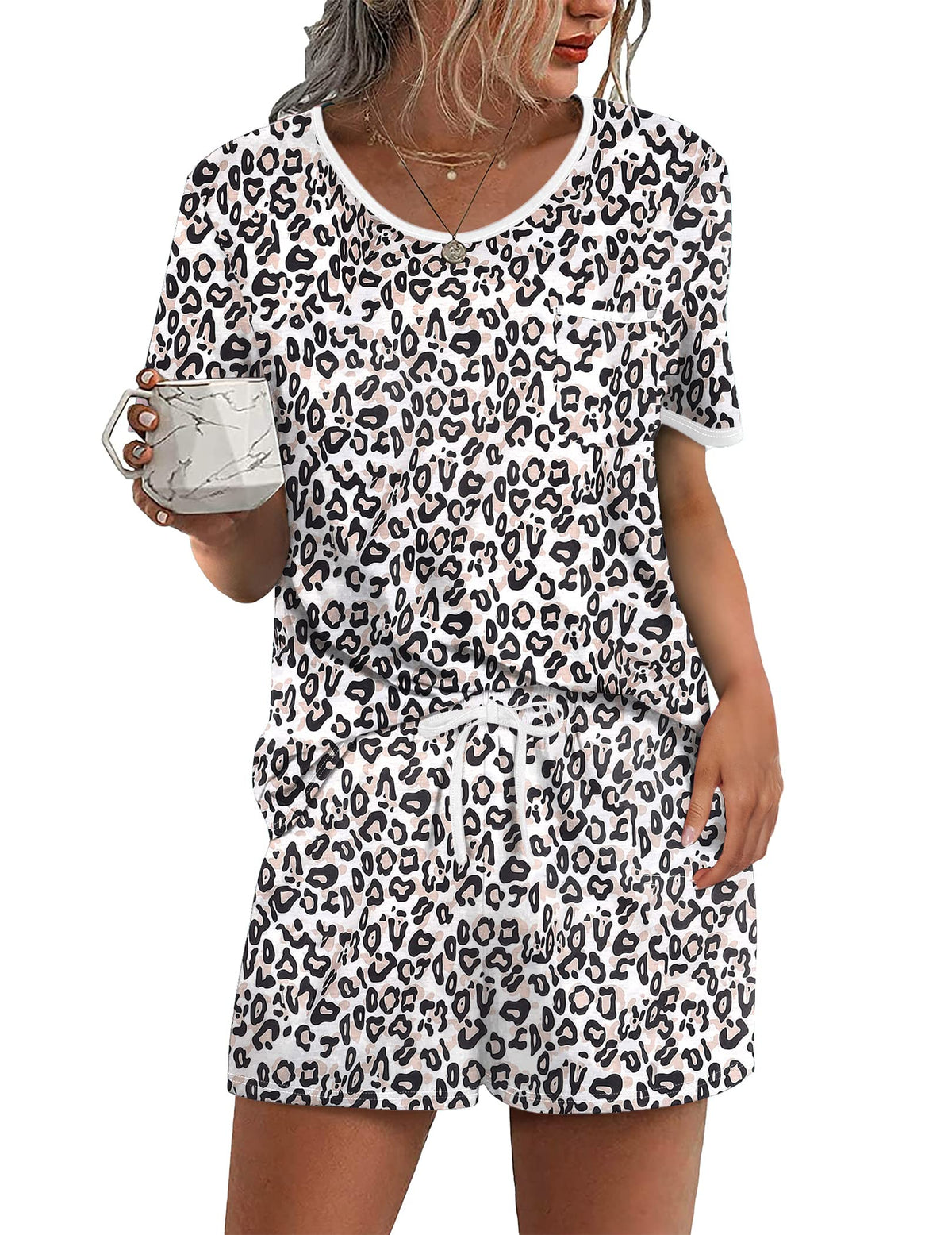 Ekouaer Pajamas for Womens Set 2 Piece Soft Sleepwear, Chest Pocket