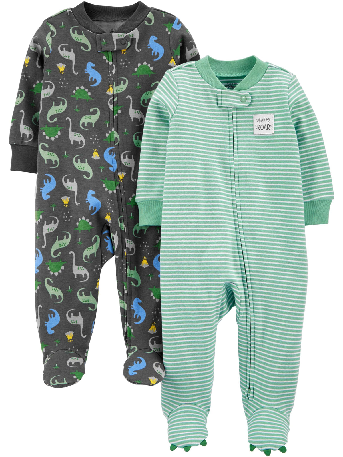 Simple Joys by Carter's baby-boys 2-way Zip Thermal Footed Sleep and Play, Pack of 2