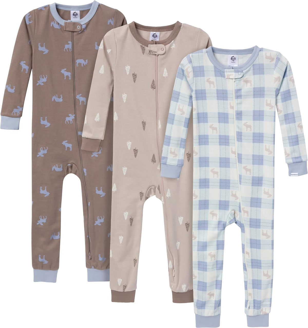 Gerber Baby Boys 3-Pack Snug Fit Footless One Piece Cotton Pajamas