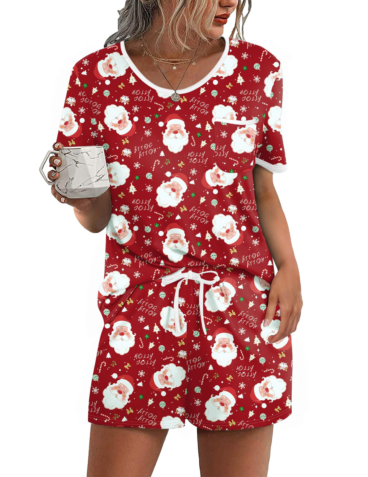 Ekouaer Pajamas for Womens Set 2 Piece Soft Sleepwear, Chest Pocket