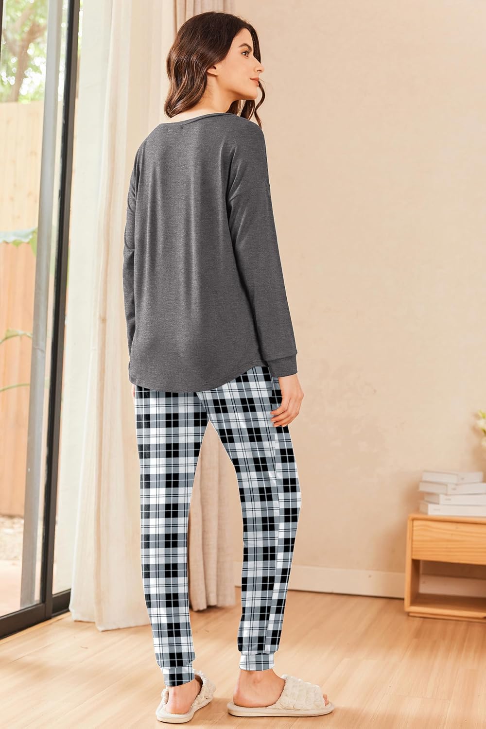 Ekouaer Womens Pajama Sets Long Sleeve Pjs Lounge Sets Joggers with Pockets