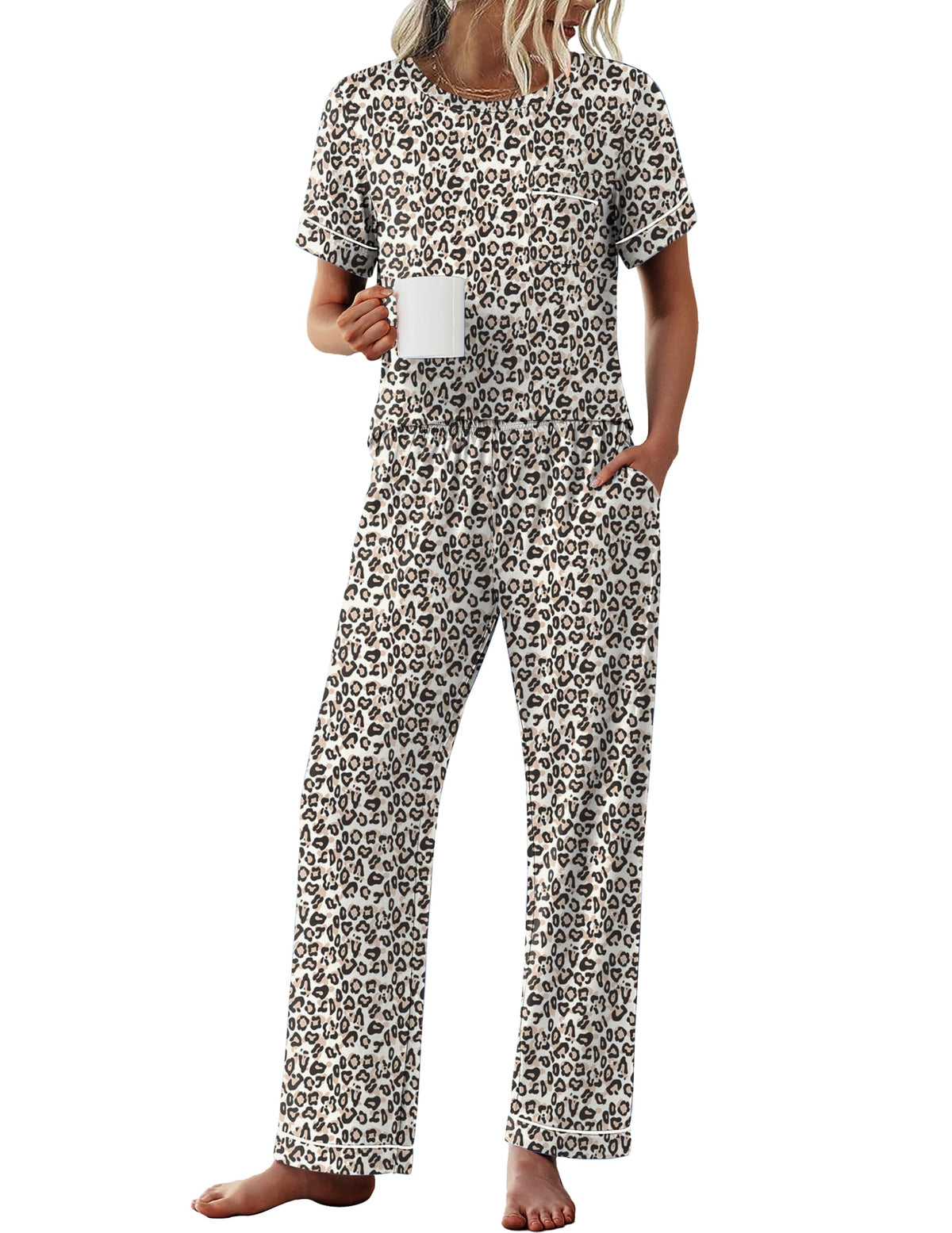 Ekouaer Pajamas for Women Set 2 Piece Sleepwear Comfy Lounge Set S-XXL