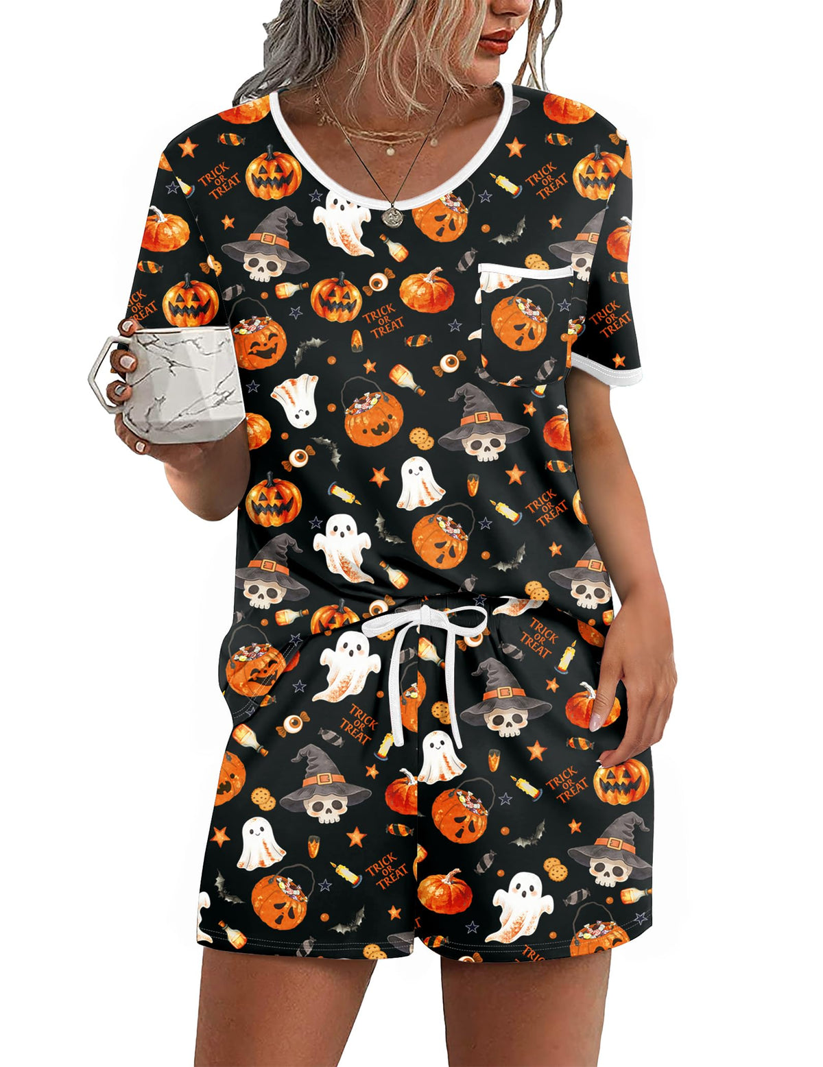 Ekouaer Pajamas for Womens Set 2 Piece Soft Sleepwear, Chest Pocket