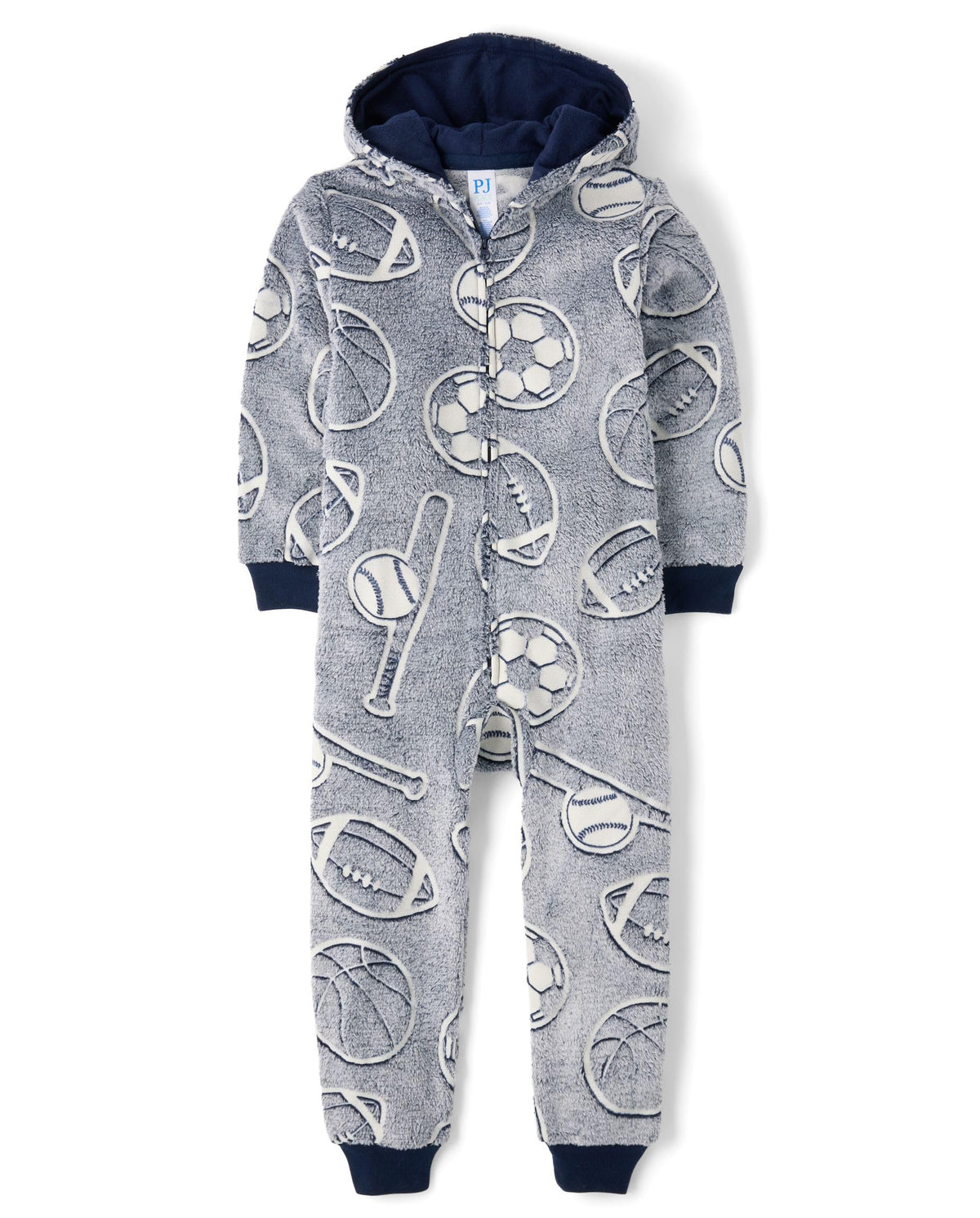 The Children's Place boys Long Sleeve Fleece Hooded Zip Front One Piece Pajamas