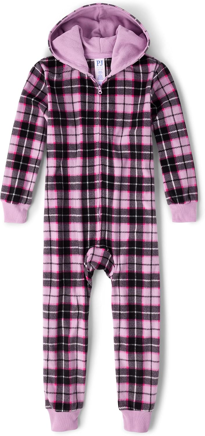 The Children's Place Girls' Long Sleeve Fleece Zip Up One Piece Pajama
