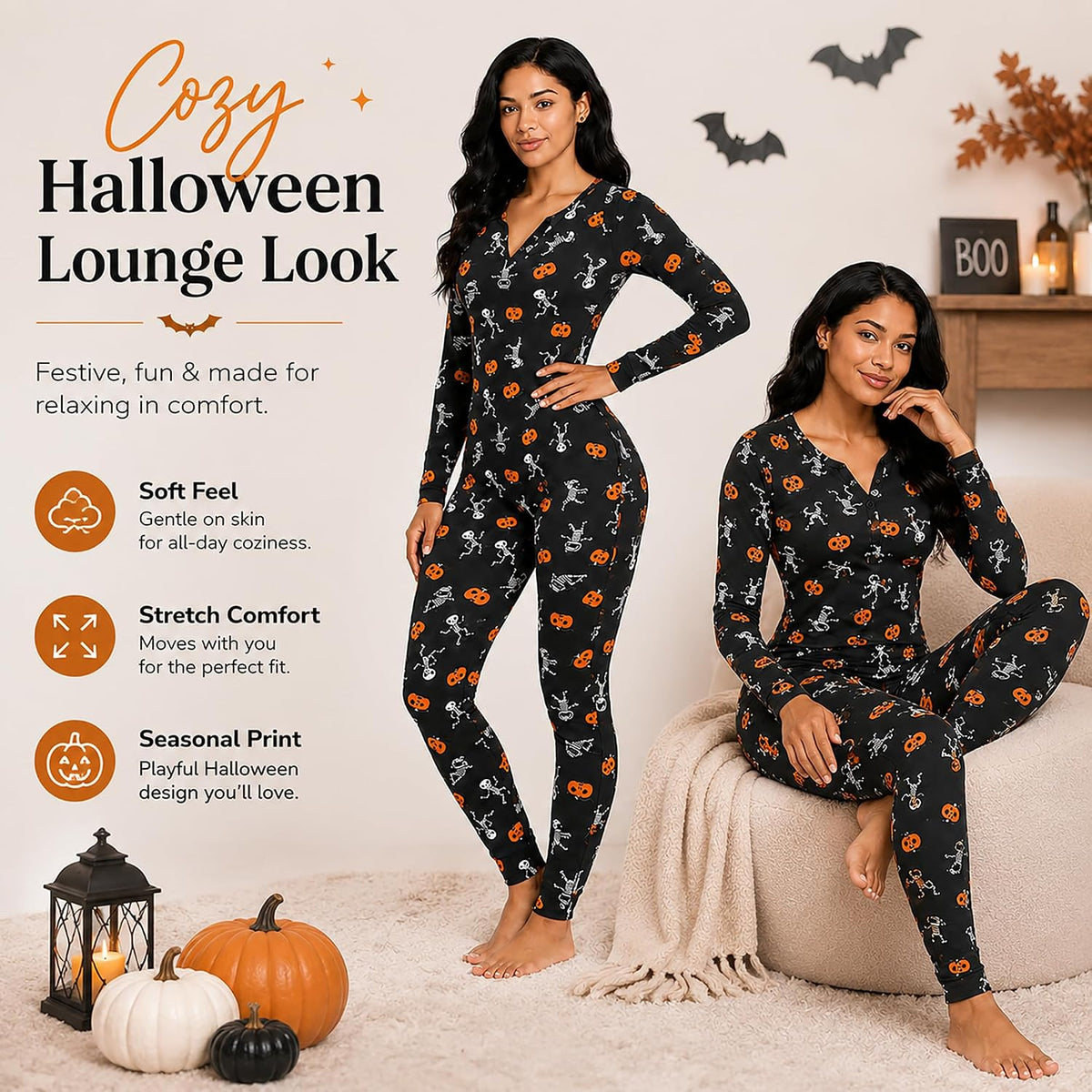 Halloween Sexy Onesie Pajamas Women One Piece Bodycon Romper Jumpsuit Adult