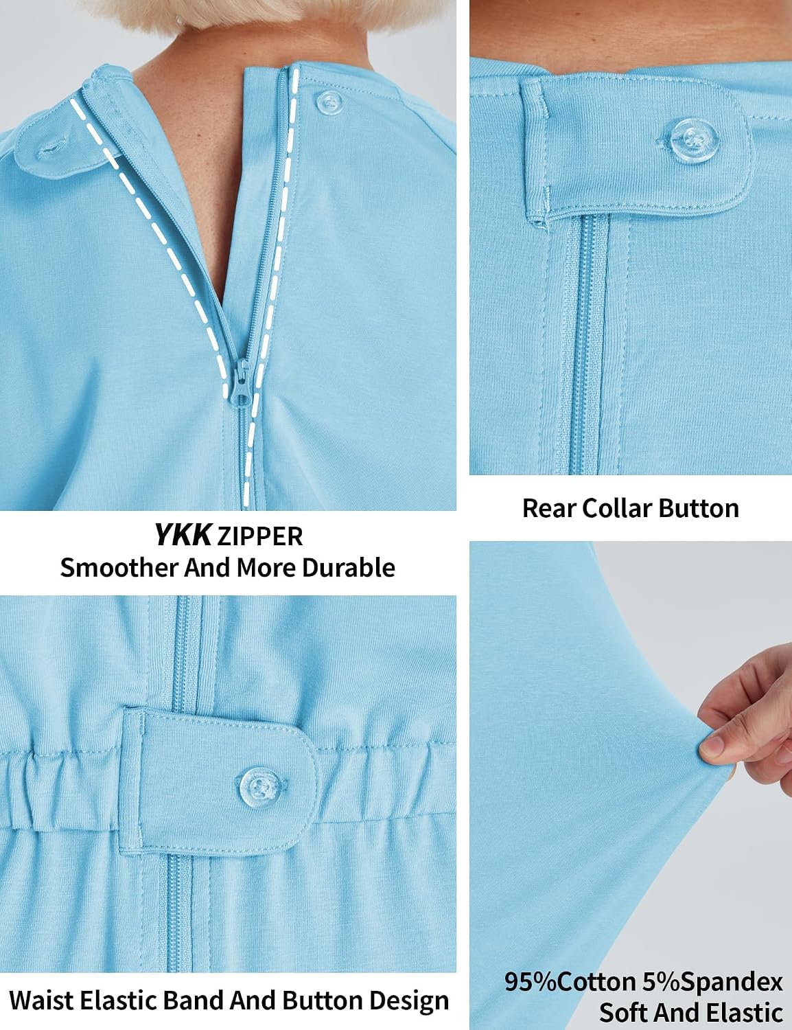 Adaptive Clothing for Women Anti-Strip Back-Zip Jumpsuit for Elderly Women