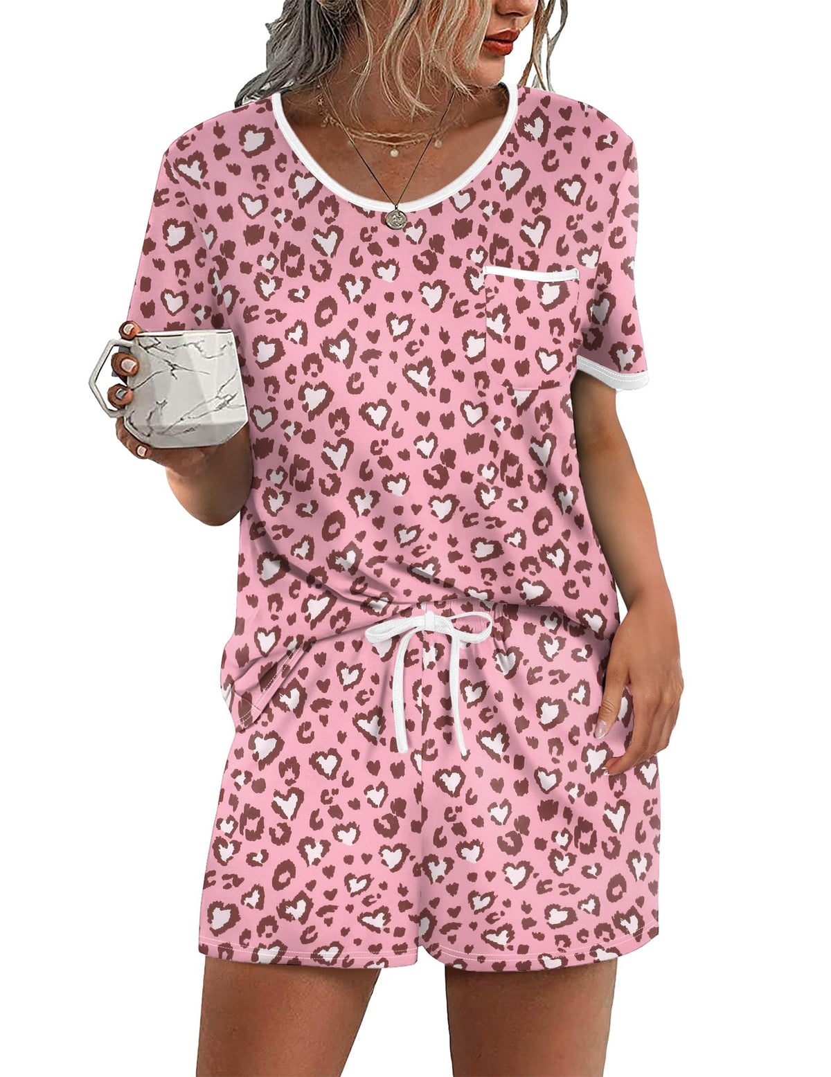 Ekouaer Pajamas for Womens Set 2 Piece Soft Sleepwear, Chest Pocket