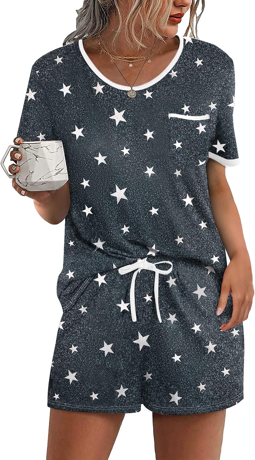 Ekouaer Pajamas for Womens Set 2 Piece Soft Sleepwear, Chest Pocket