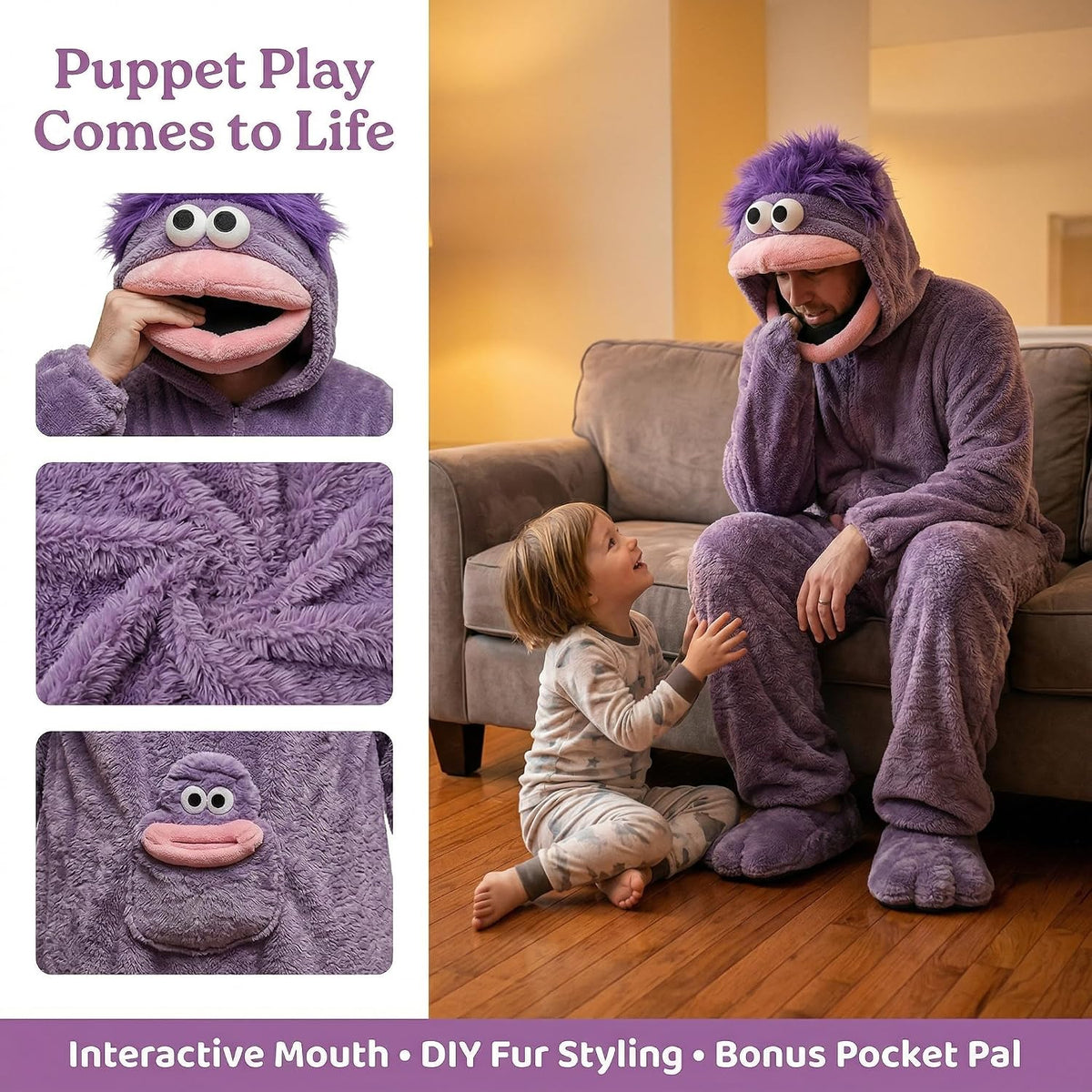Monster Onesie Adult – Big Mouth Monster Onesie Pajamas, Silly Onesie Costume for Halloween, Parties & Loungewear