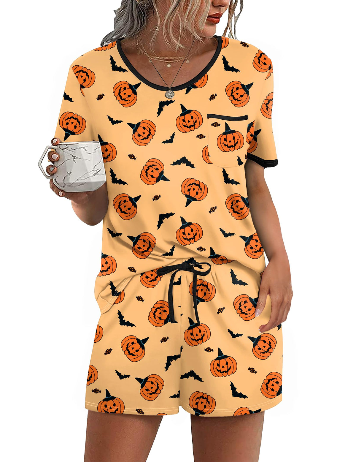 Ekouaer Pajamas for Womens Set 2 Piece Soft Sleepwear, Chest Pocket