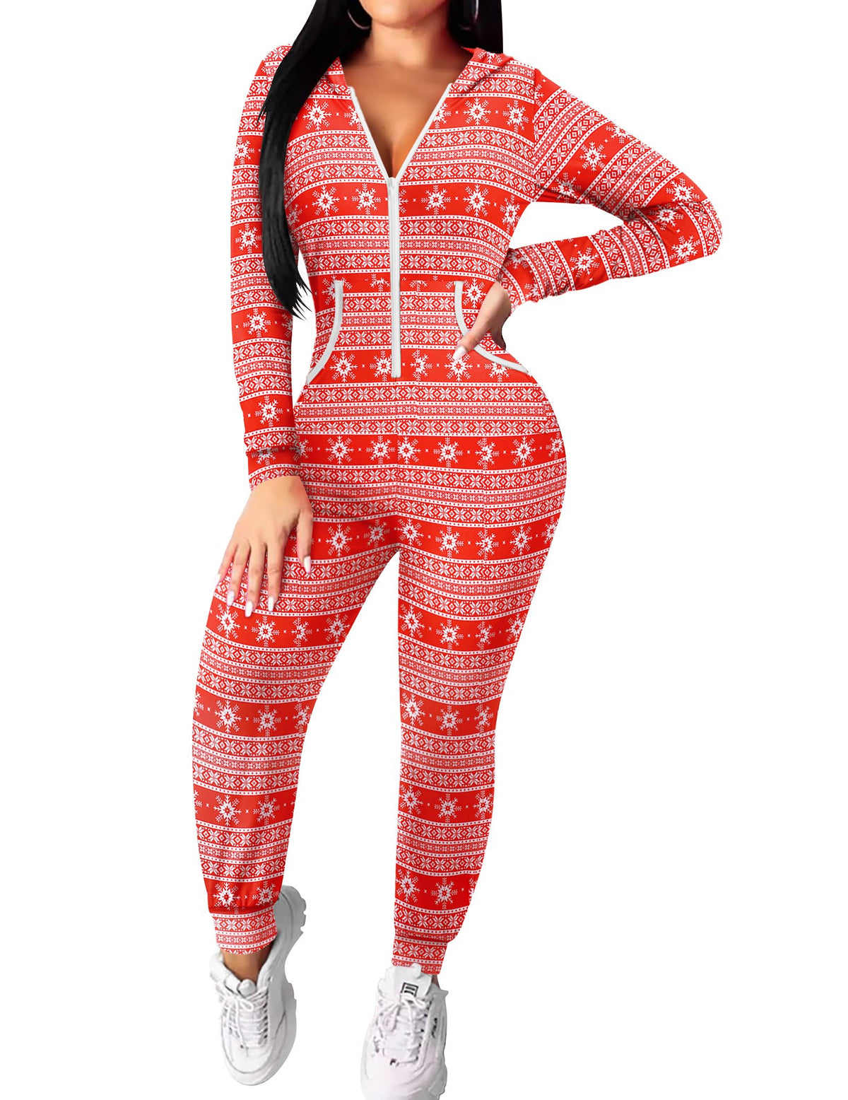 Ekouaer Halloween Onesie for Women Hooded Jumpsuit Sexy One Piece Pajamas