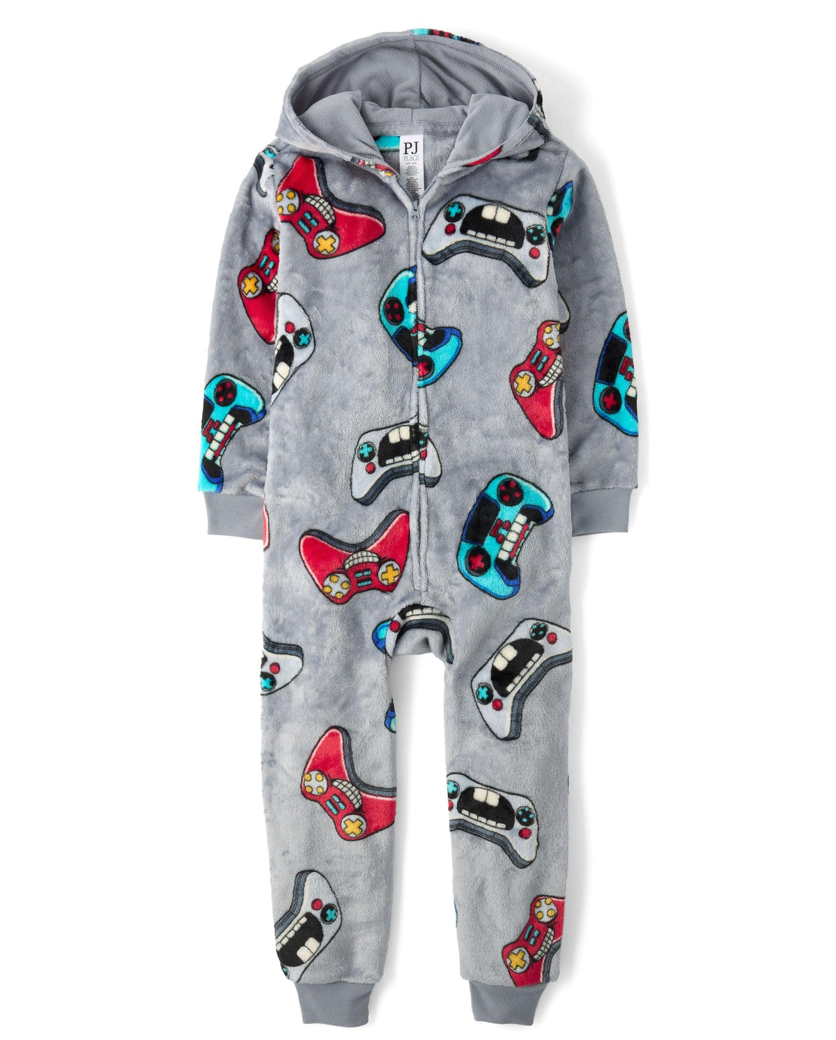The Children's Place boys Long Sleeve Fleece Hooded Zip Front One Piece Pajamas