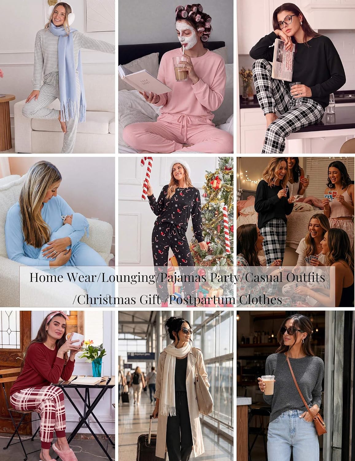 Ekouaer Pajamas for Women Set 2 Piece Long Sleeve Pjs Casual Lounge Sets