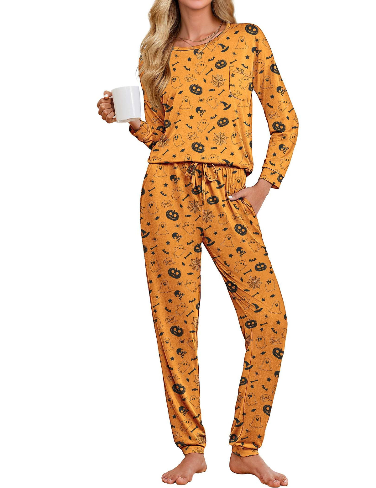 Ekouaer Womens Pajama Sets Long Sleeve Pjs Lounge Sets Joggers with Pockets