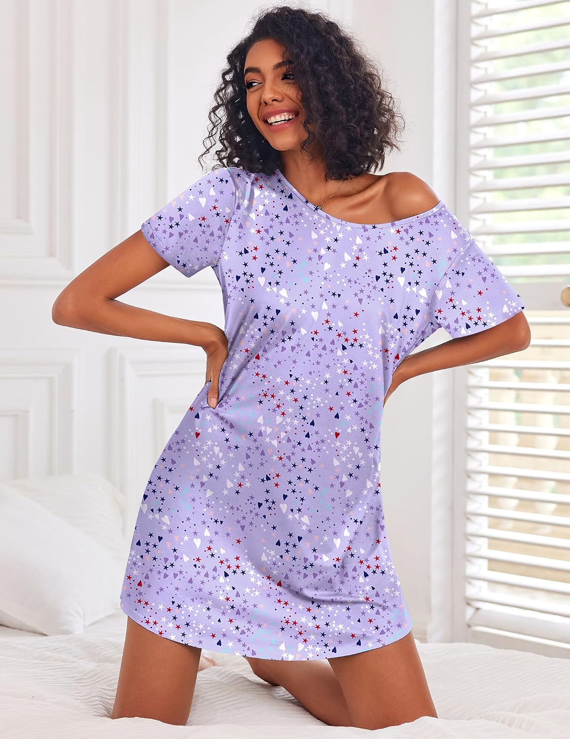 Ekouaer 3 Pack Nightgowns for Women Short Sleeve Sleepshirt Night Shirts