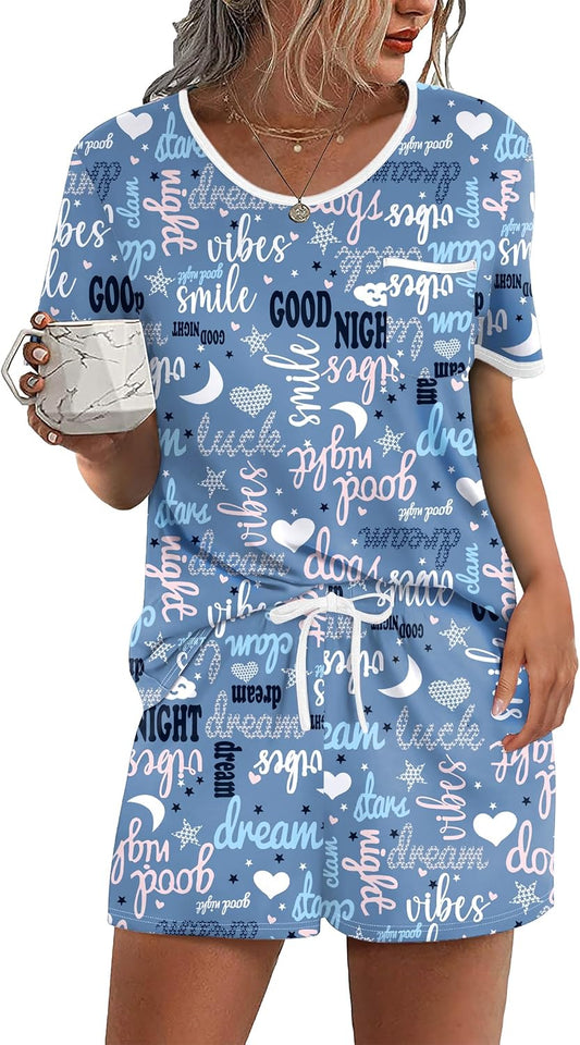 Ekouaer Pajamas for Womens Set 2 Piece Soft Sleepwear, Chest Pocket