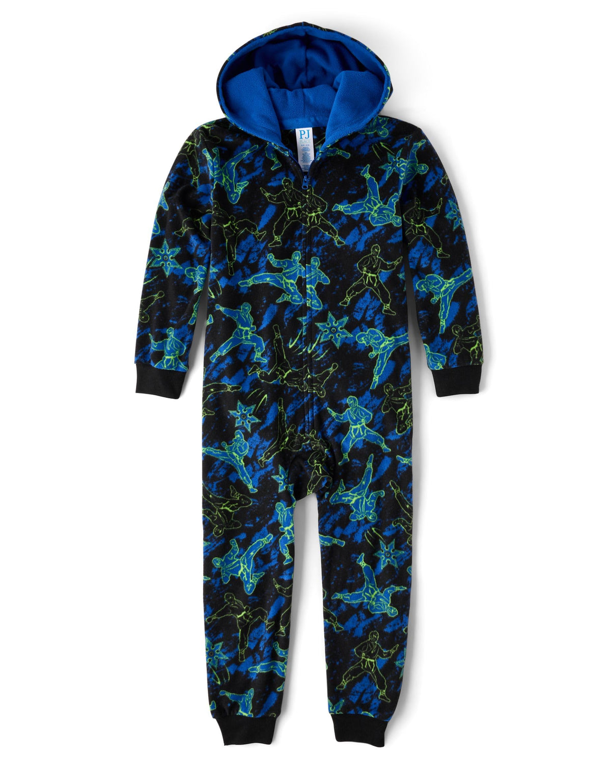The Children's Place boys Long Sleeve Fleece Hooded Zip Front One Piece Pajamas