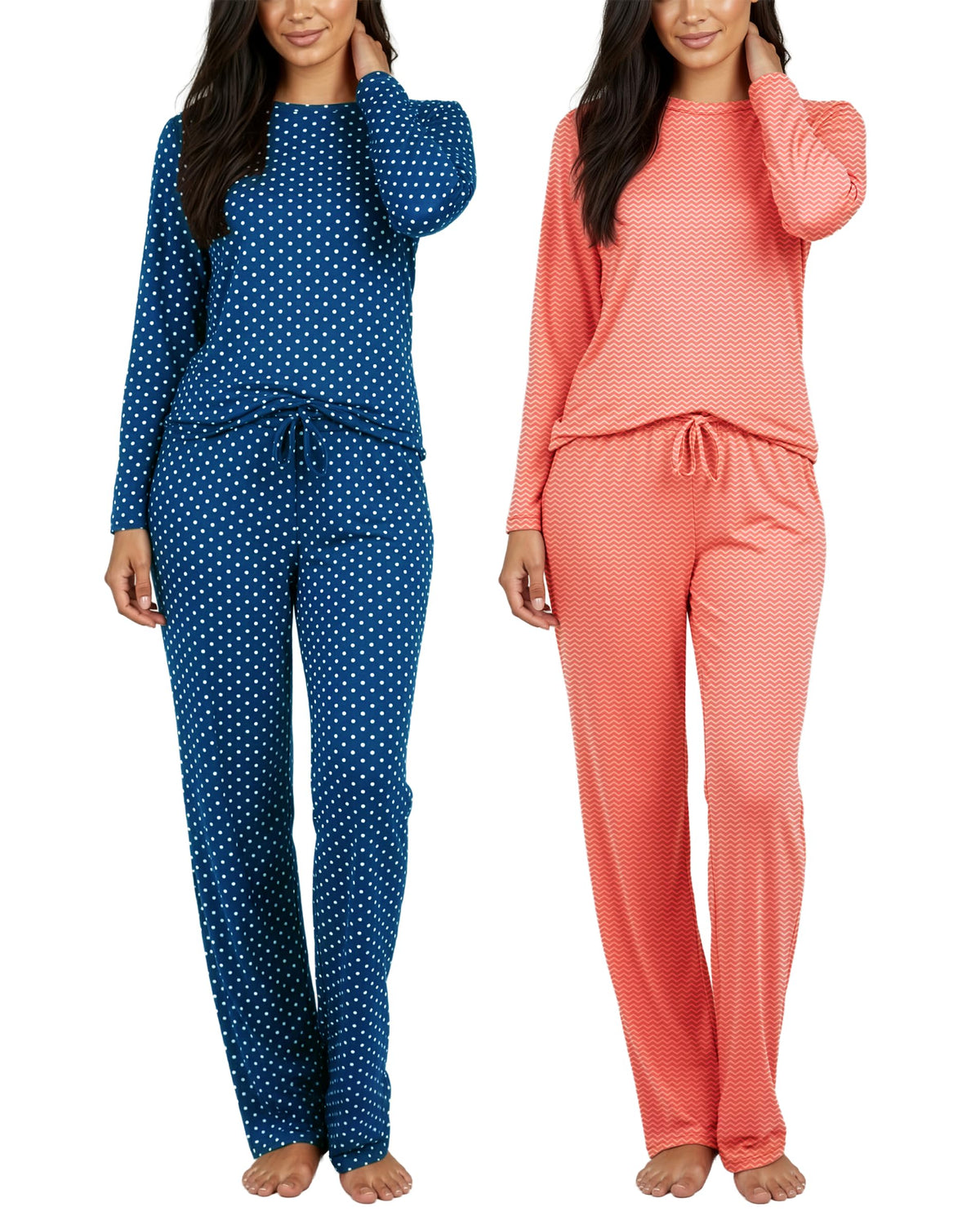 2 Pack Women's Pajama Sets Long Sleeve Sleepwear Comfy Cute Loungewear PJ