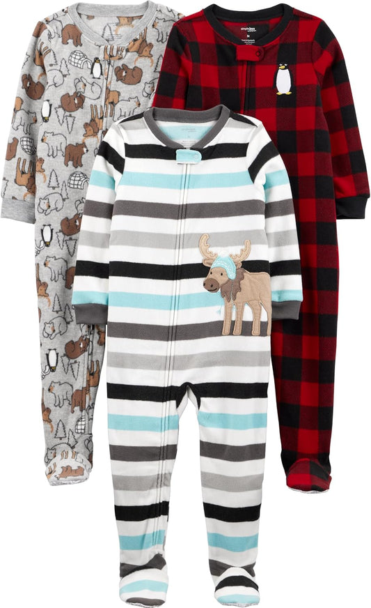 Simple Joys by Carter's Baby Boys Loose-Fit Flame Resistant Fleece Footed Pajamas