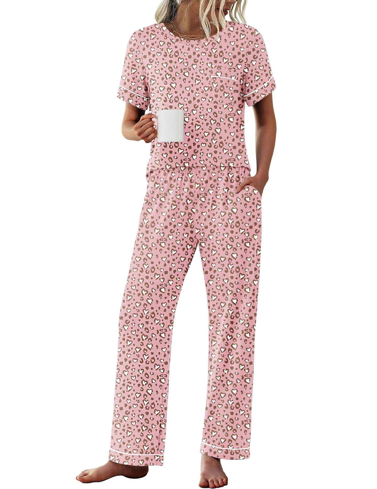 Ekouaer Pajamas for Women Set 2 Piece Sleepwear Comfy Lounge Set S-XXL