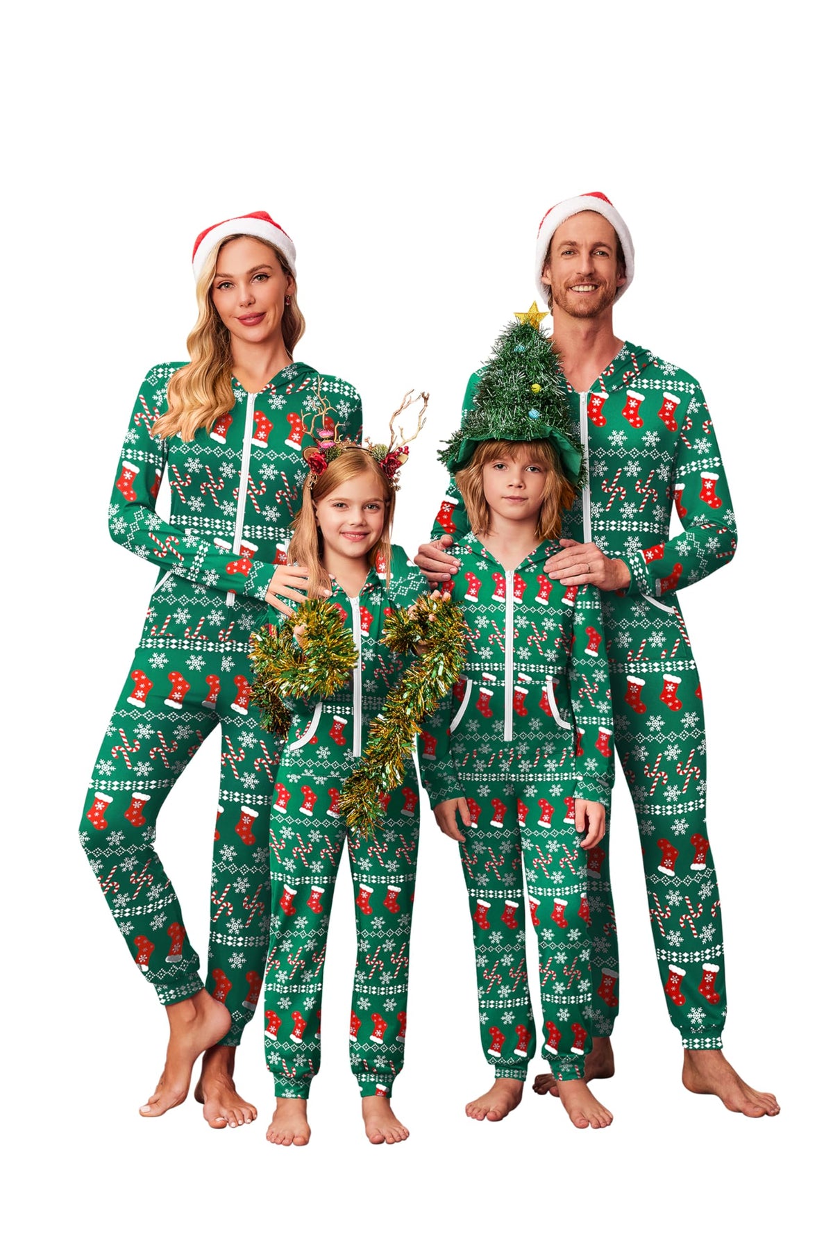 Ekouaer Family Christmas Onesie Pajamas Matching Sets Hooded One Piece Pjs