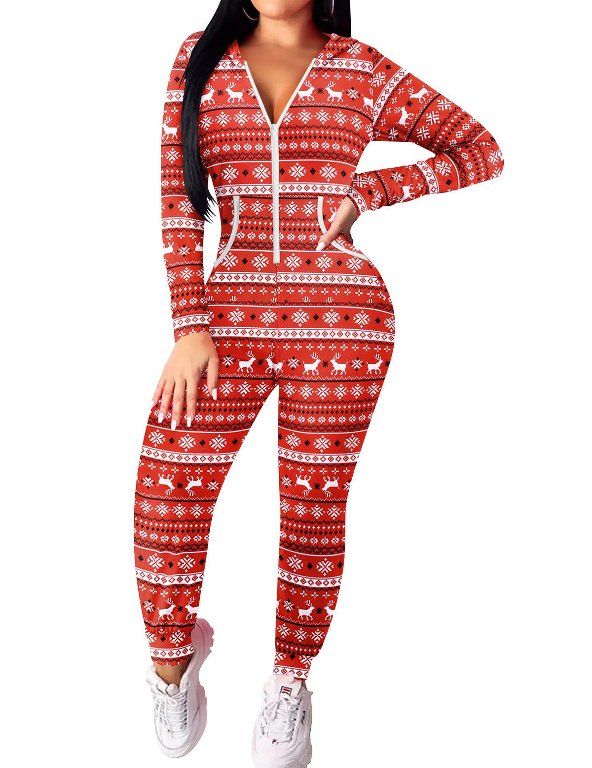 Ekouaer Halloween Onesie for Women Hooded Jumpsuit Sexy One Piece Pajamas