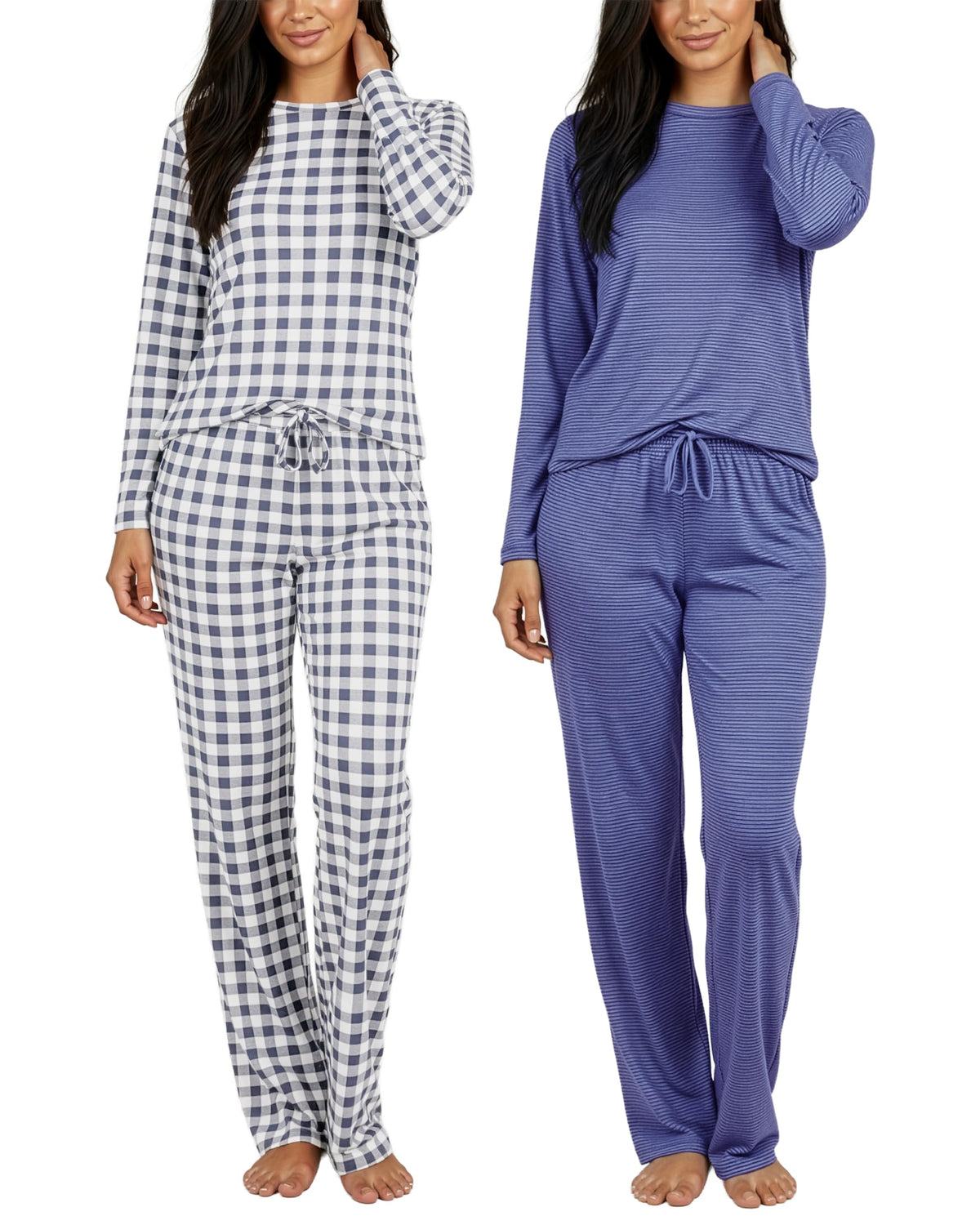 2 Pack Women's Pajama Sets Long Sleeve Sleepwear Comfy Cute Loungewear PJ