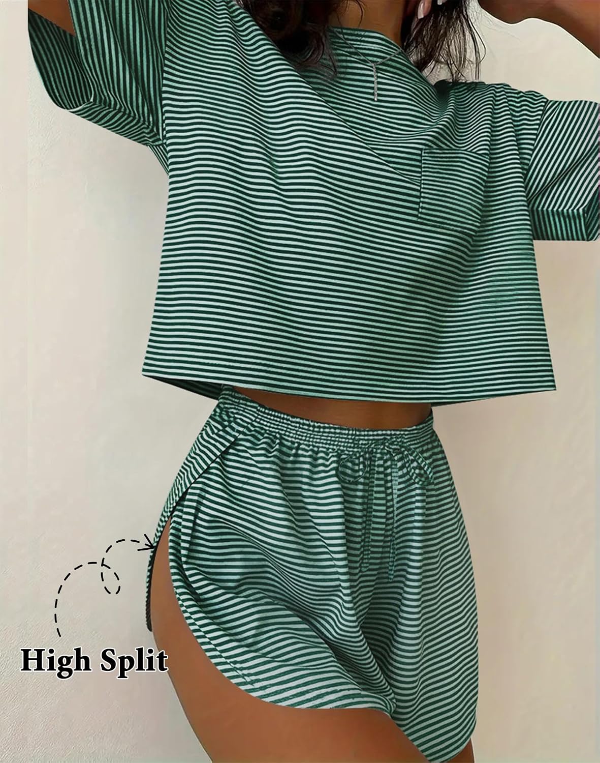 Ekouaer Womens Pajama Sets Sexy Lounge Sets Side Split Short Pj Sets