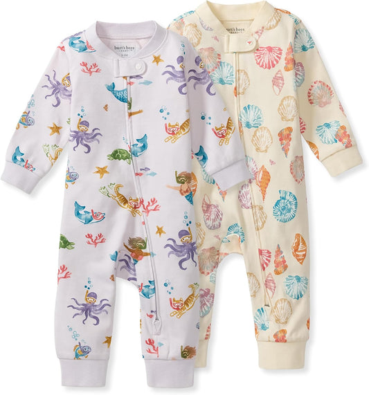 Burt's Bees Baby Unisex Sleep and Play Pajama, Footless One-Piece Zipper PJ