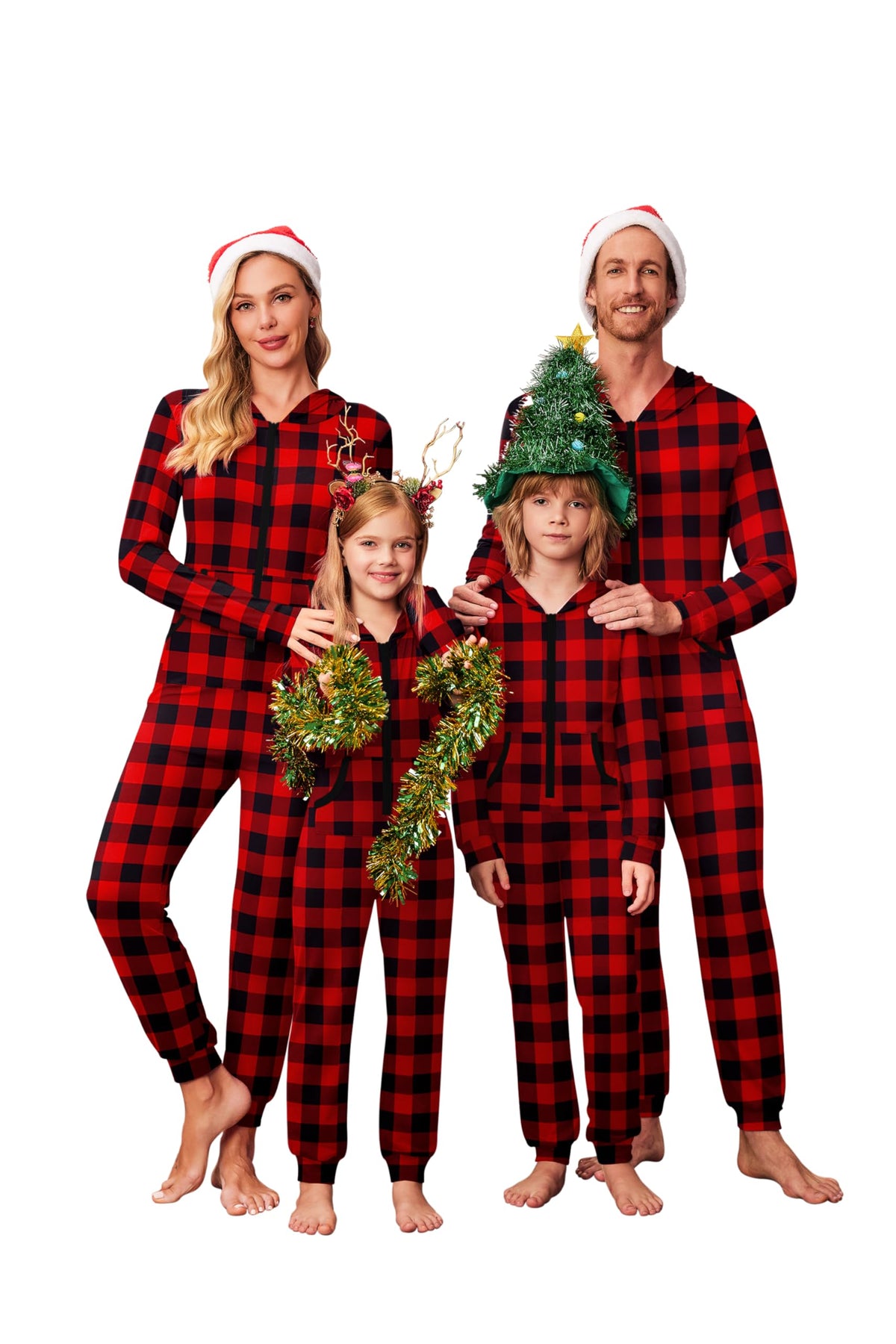 Ekouaer Family Christmas Onesie Pajamas Matching Sets Hooded One Piece Pjs