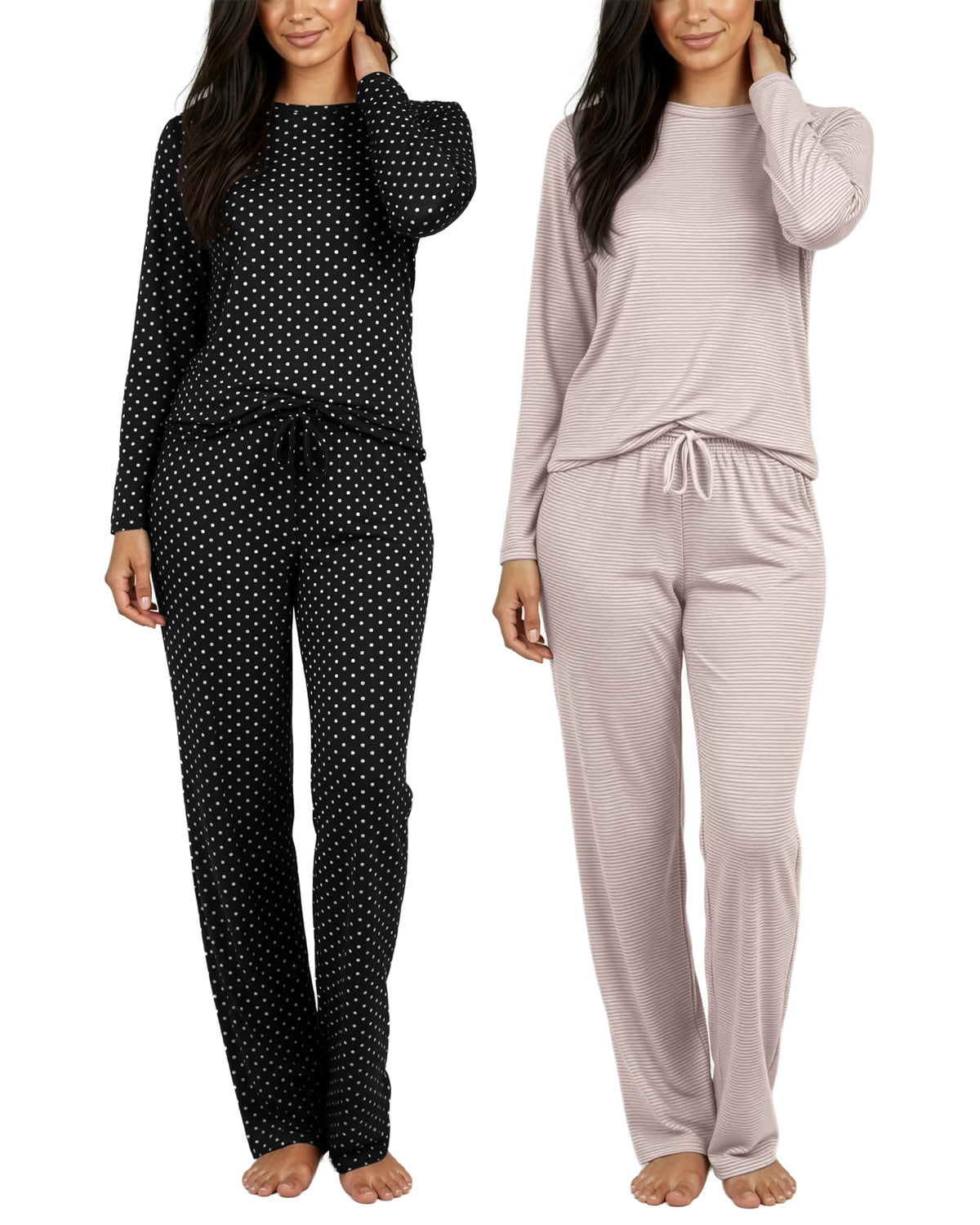 2 Pack Women's Pajama Sets Long Sleeve Sleepwear Comfy Cute Loungewear PJ