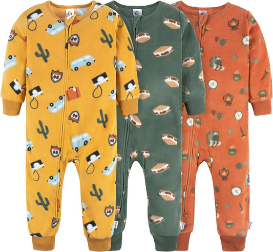 Gerber Baby Boys 3-Pack Fleece Footless Pajamas