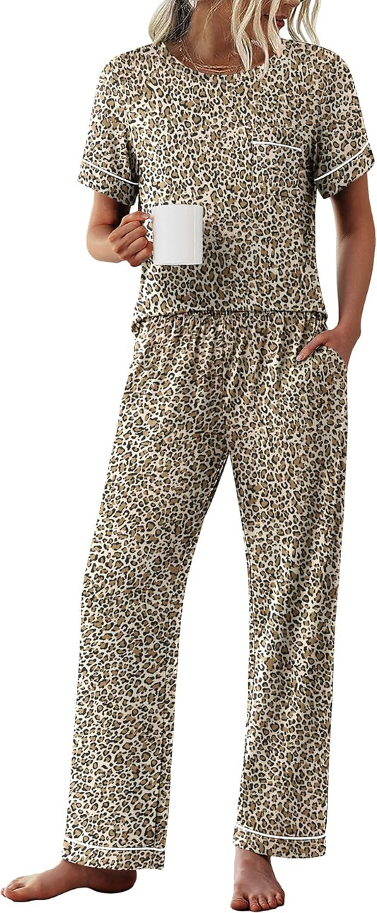 Ekouaer Pajamas for Women Set 2 Piece Sleepwear Comfy Lounge Set S-XXL