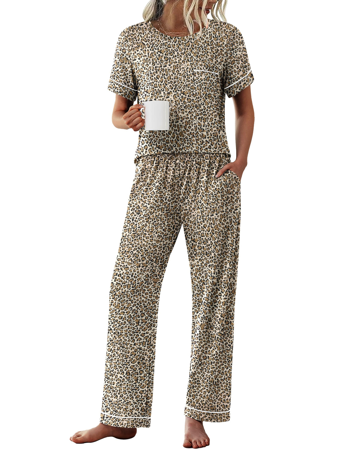 Ekouaer Pajamas for Women Set 2 Piece Sleepwear Comfy Lounge Set S-XXL