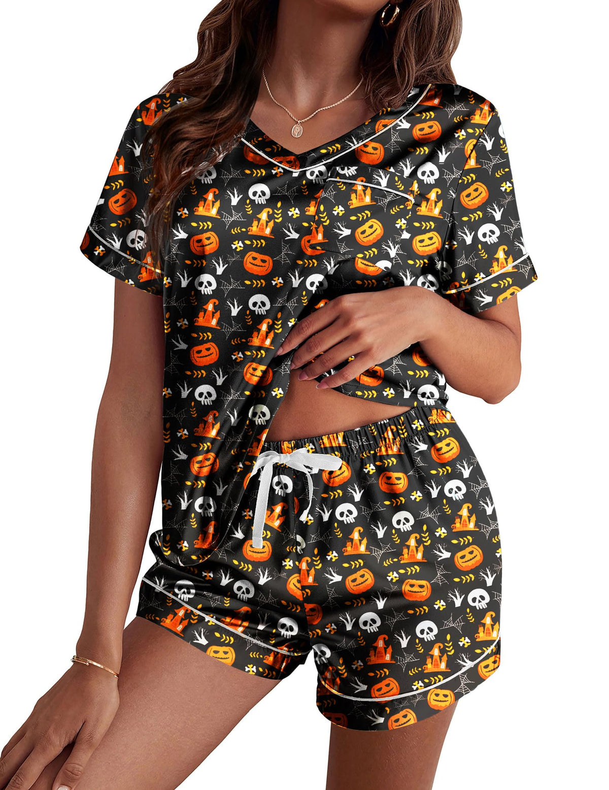 Ekouaer Silk Pajama for Women Short Sleeve Satin Pj Set Two Piece XS-XXL