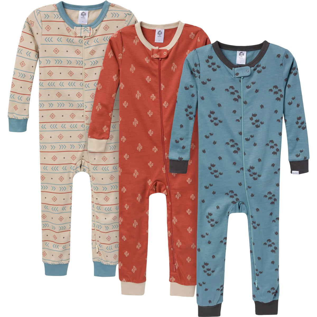 Gerber Baby Boys 3-Pack Snug Fit Footless One Piece Cotton Pajamas