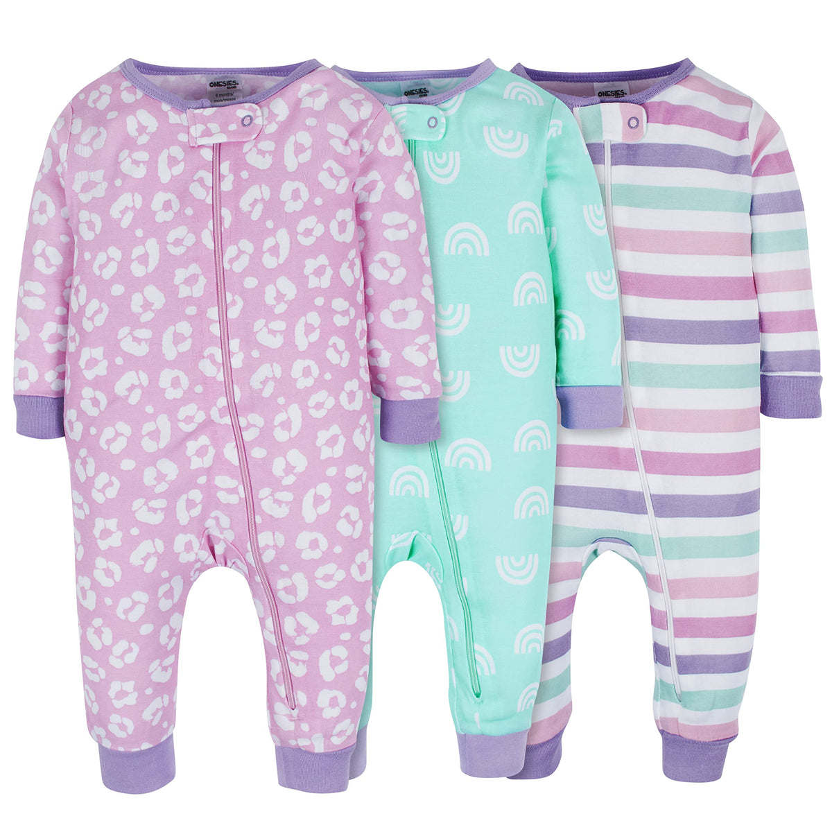 Onesies Brand Baby Girls 3-Pack Snug Fit One Piece Cotton Pajamas