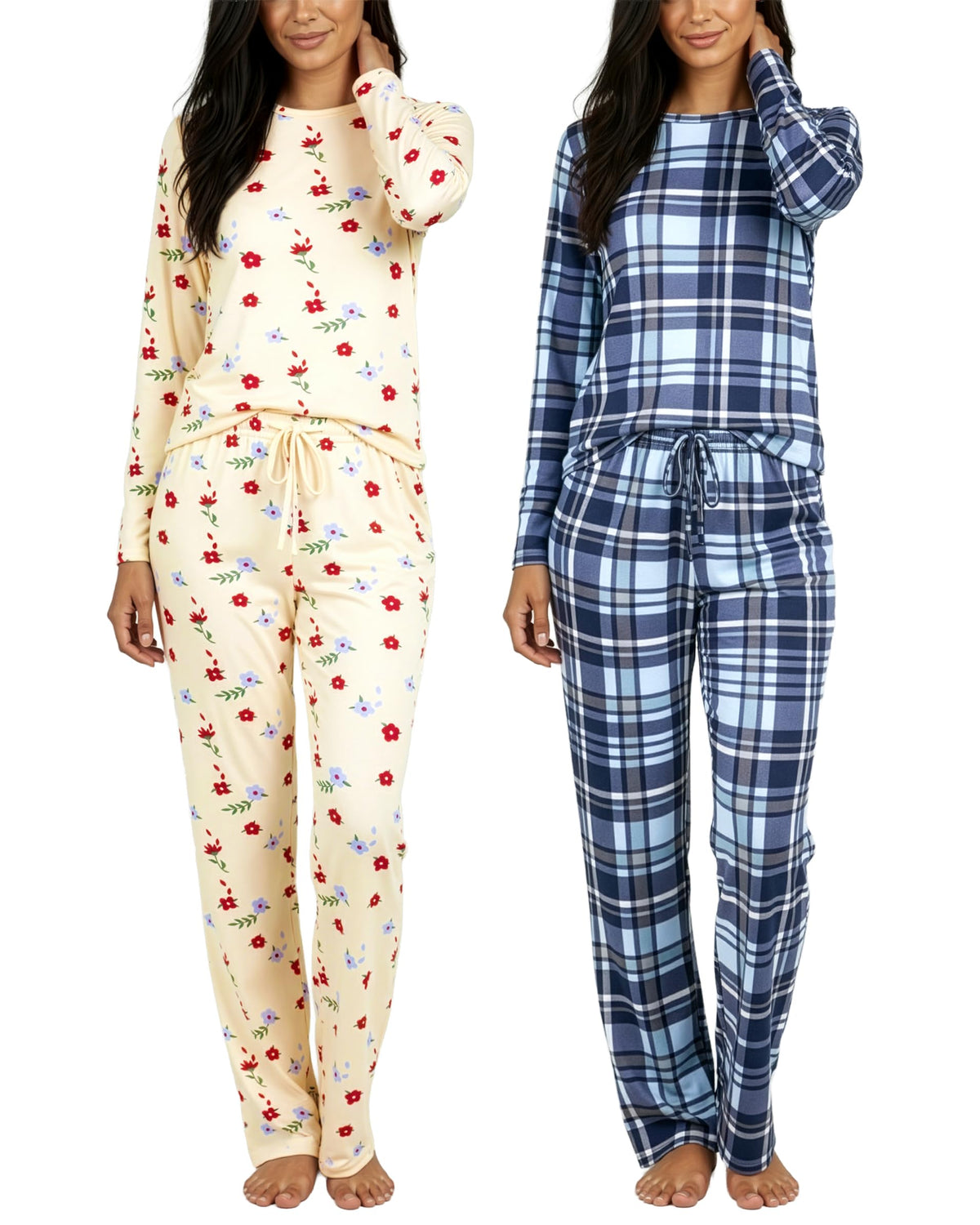 2 Pack Women's Pajama Sets Long Sleeve Sleepwear Comfy Cute Loungewear PJ