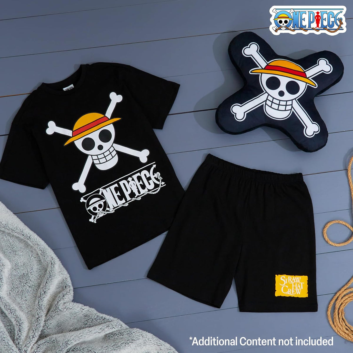 One Piece Pajama Set 2-Piece T shirt and Shorts Set Boys Summer PJ Set Loungewear Kids Clothing Matching Anime Gifts (Black, 11-12 Years)