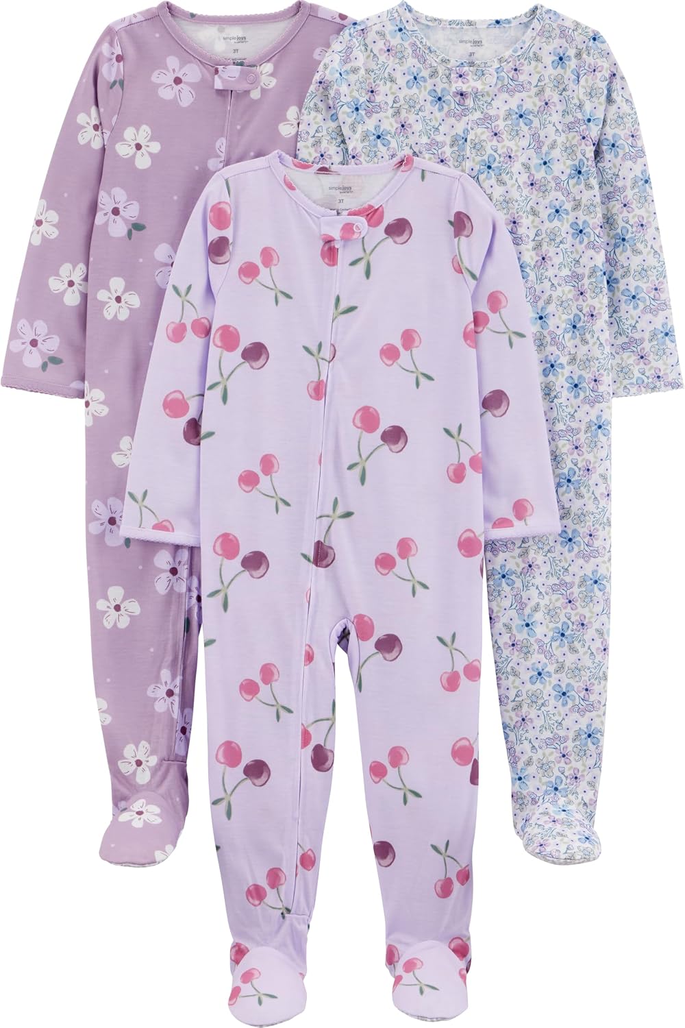 Simple Joys by Carter's baby-girls Loose-Fit Polyester Jersey Footed Pajamas