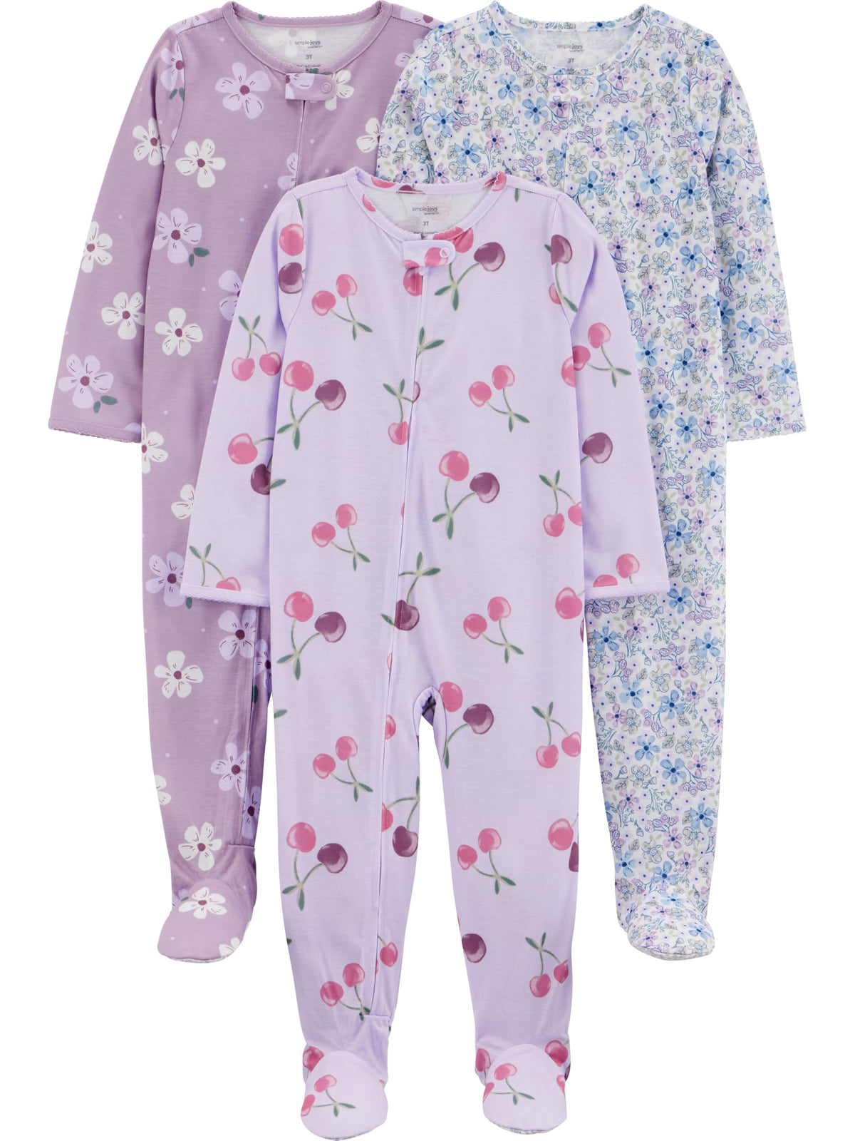 Simple Joys by Carter's baby-girls Loose-Fit Polyester Jersey Footed Pajamas
